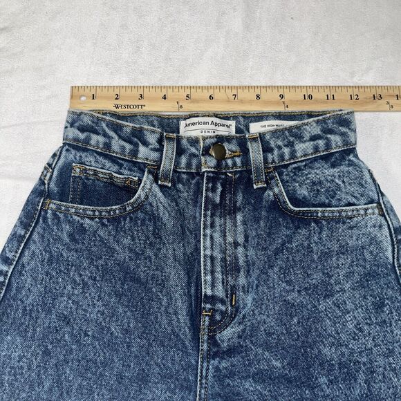 American Apparel Vintage Inspired Medium Marble Wash High Waisted Jeans Size 24 - Picture 7 of 10